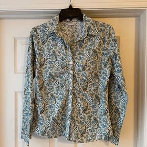 Women's/ VanHeusen Top /Long Sleeve /Button Up/Paisley /Size Small
